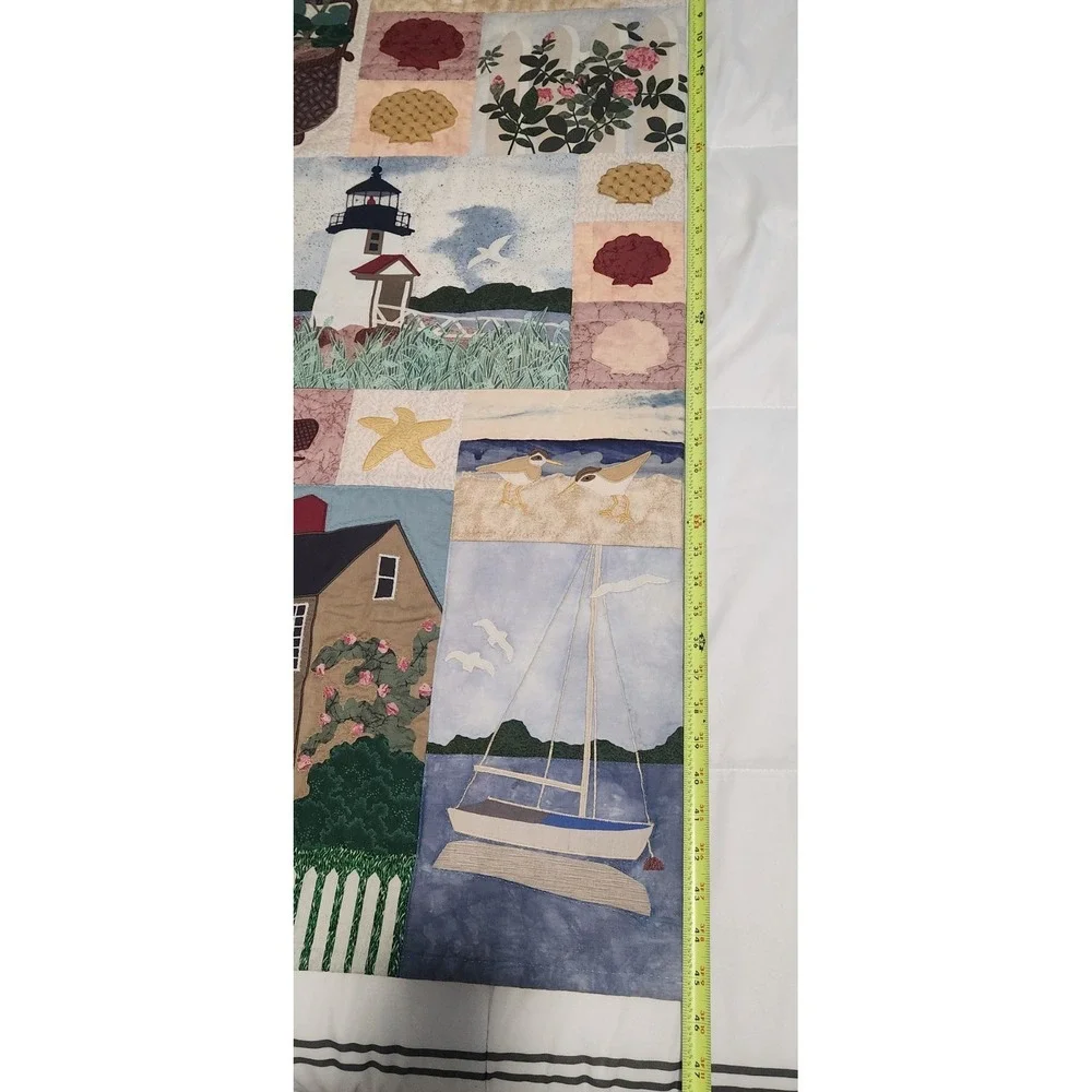 Signed Donna‎ Albert 1994 Nantucket Quilt Wall Hanging 21x45 w/ COA Coastal